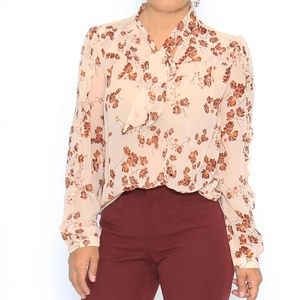 flora top with tie at neck Lucky brand